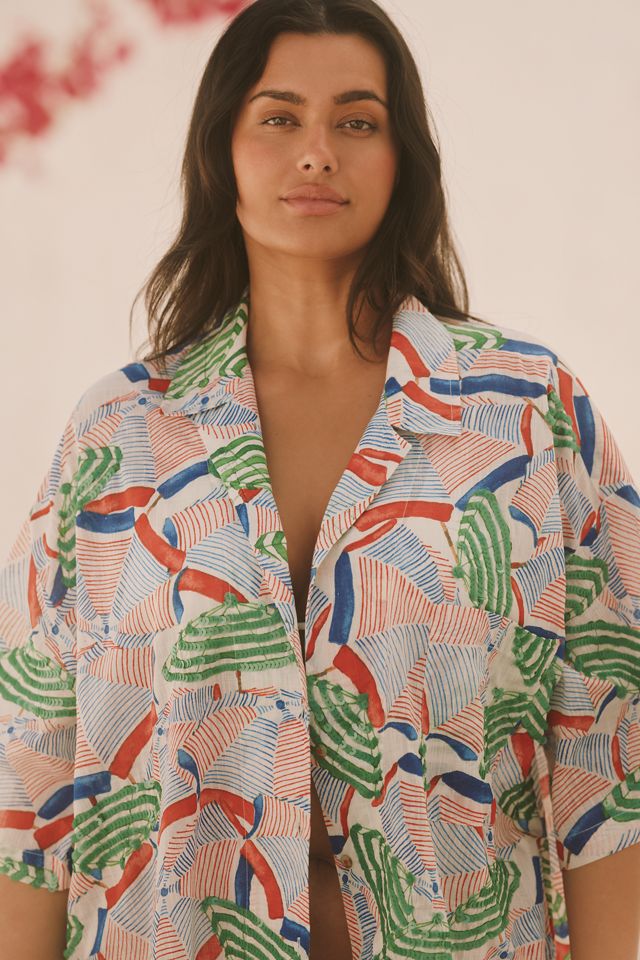 Celandine Oversized Short-Sleeve Buttondown Shirt #5