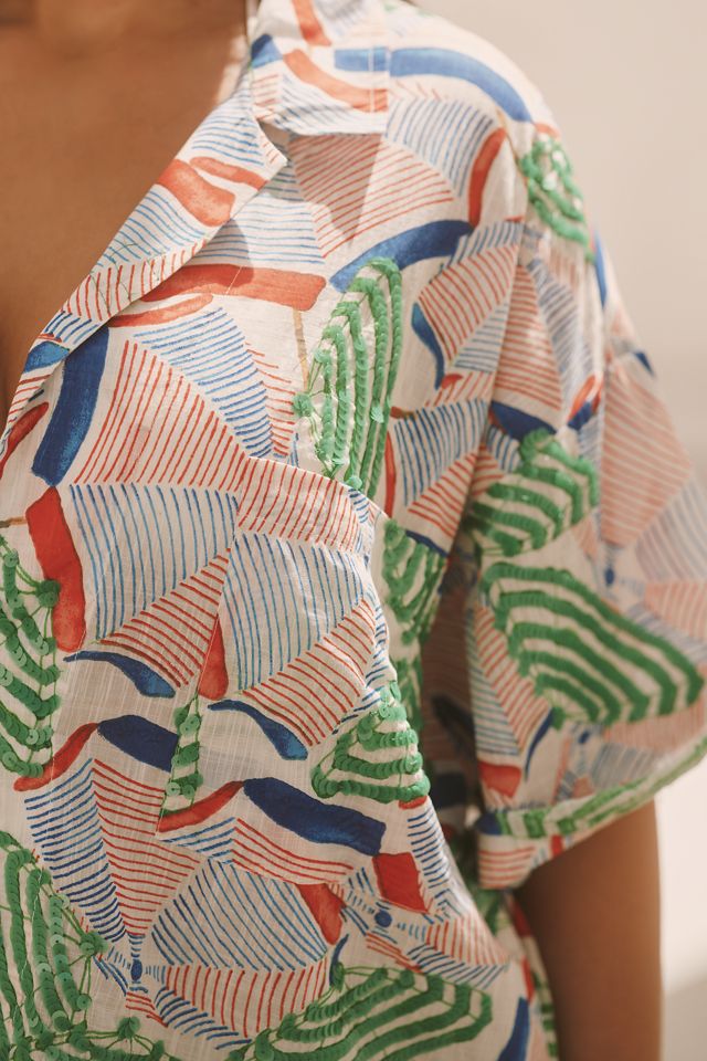 Celandine Oversized Short-Sleeve Buttondown Shirt #6