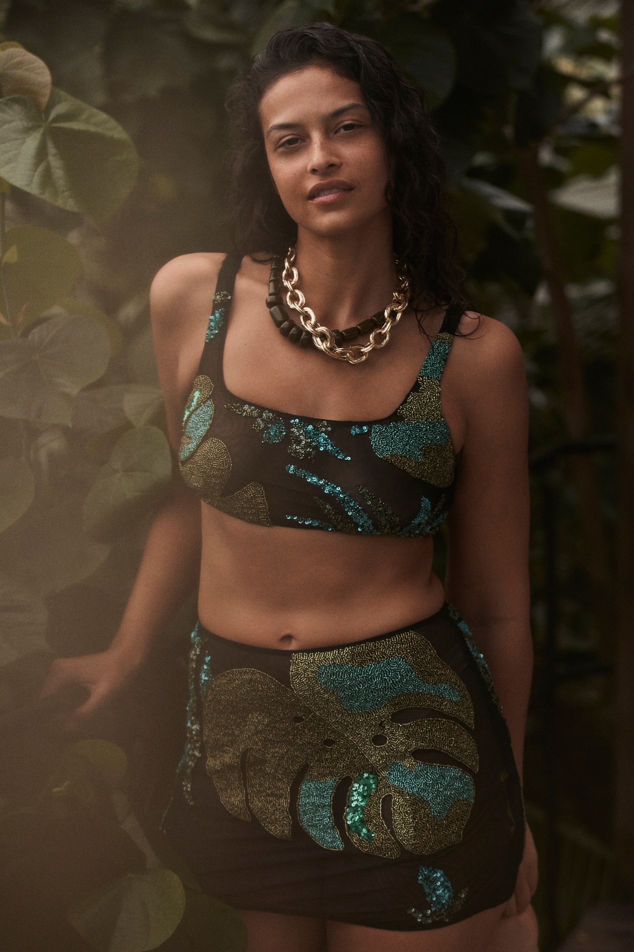 Celandine Beaded Mesh Mini Skirt