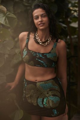 Celandine Beaded Mesh Mini Skirt