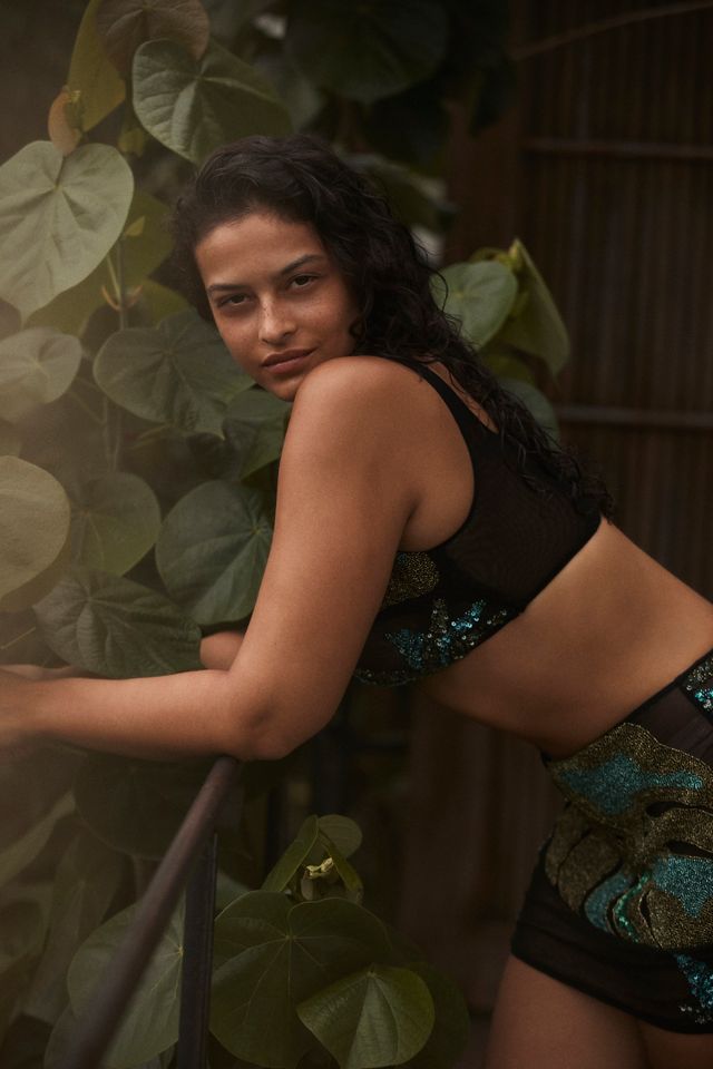 Celandine Beaded Mesh Crop Top #2