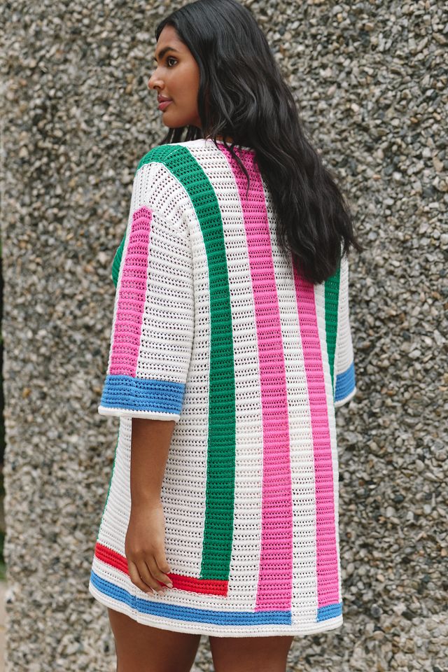 Chinti & Parker Cotton Crochet Stripe Mini Dress #1