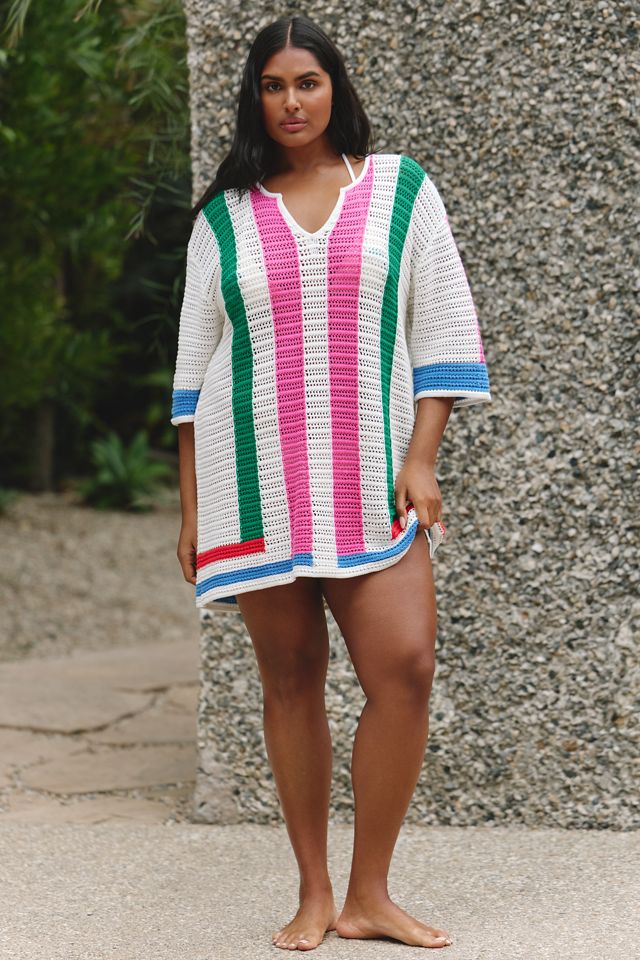 Chinti & Parker Cotton Crochet Stripe Mini Dress | Anthropologie