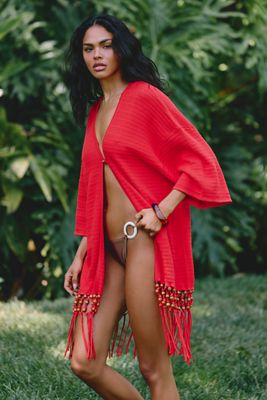 Chinti & Parker 100% Cotton Beaded Fringe Cover-Up