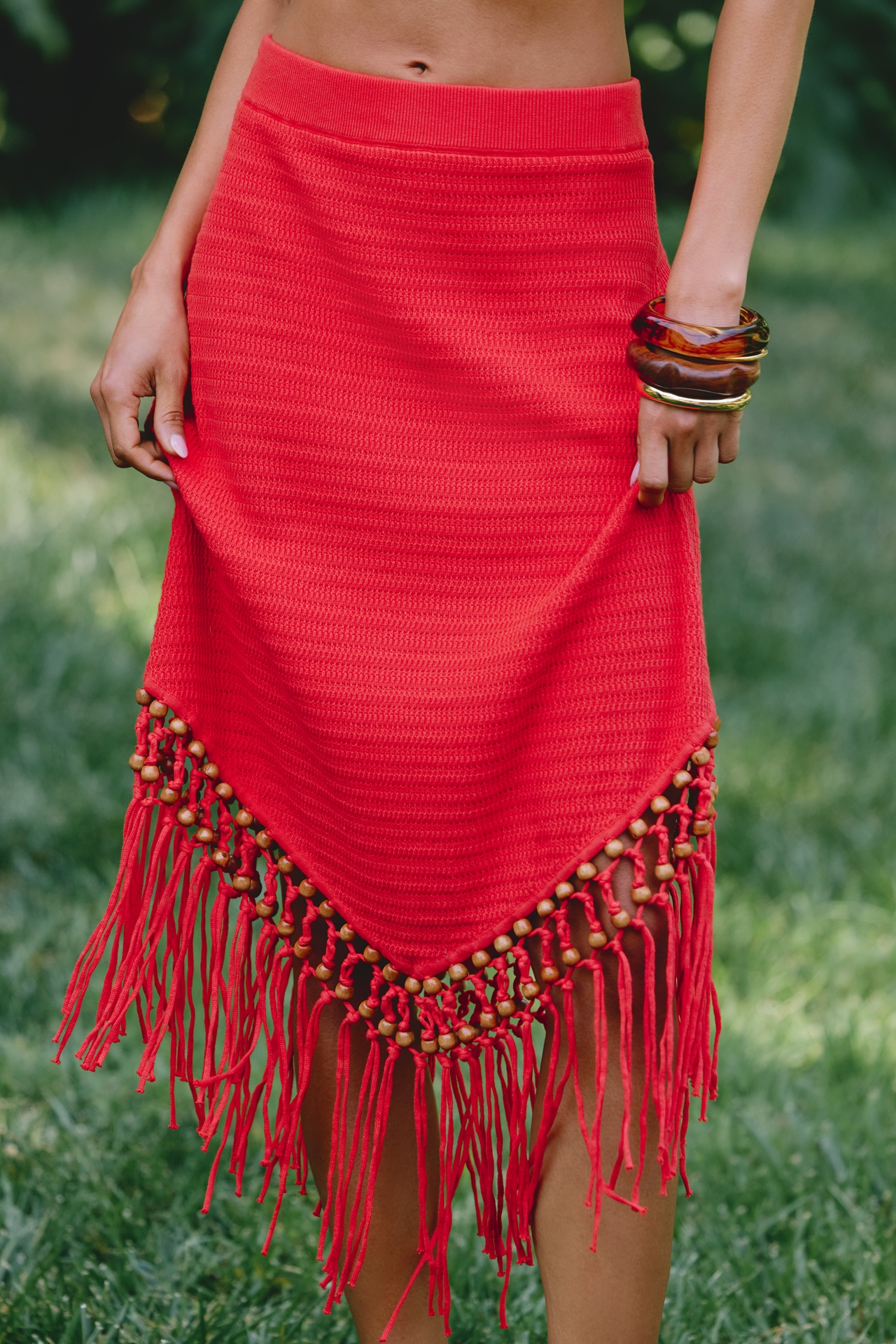Chinti & Parker Beaded Fringe Skirt