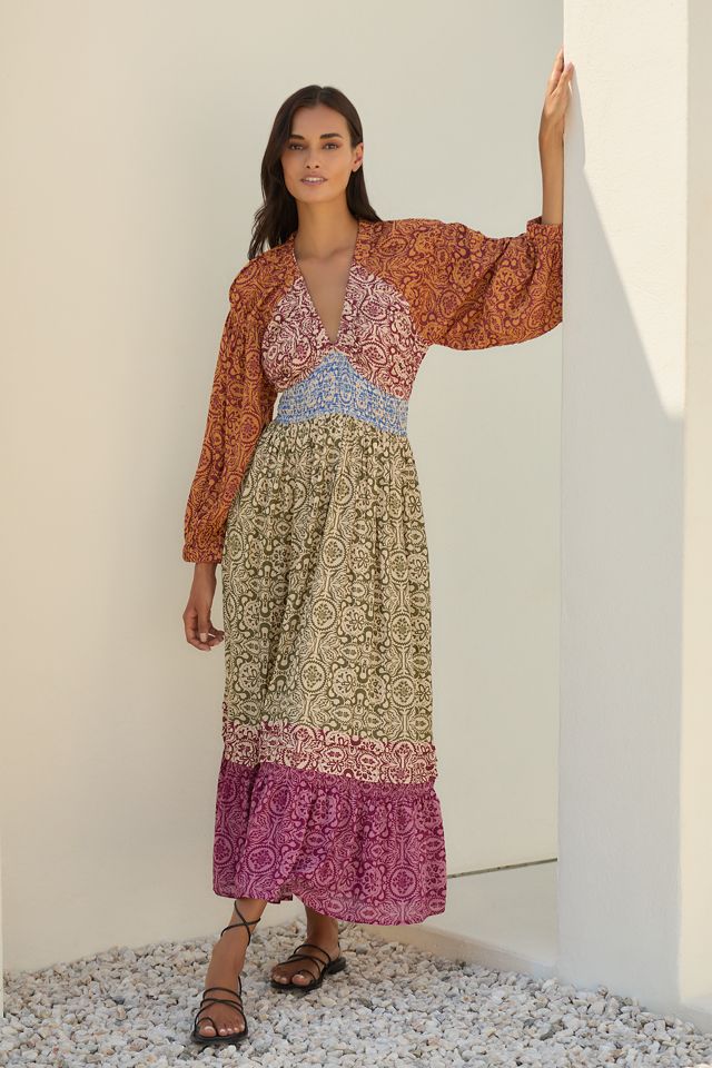 Mahila Long-Sleeve Tiered Maxi Dress #3