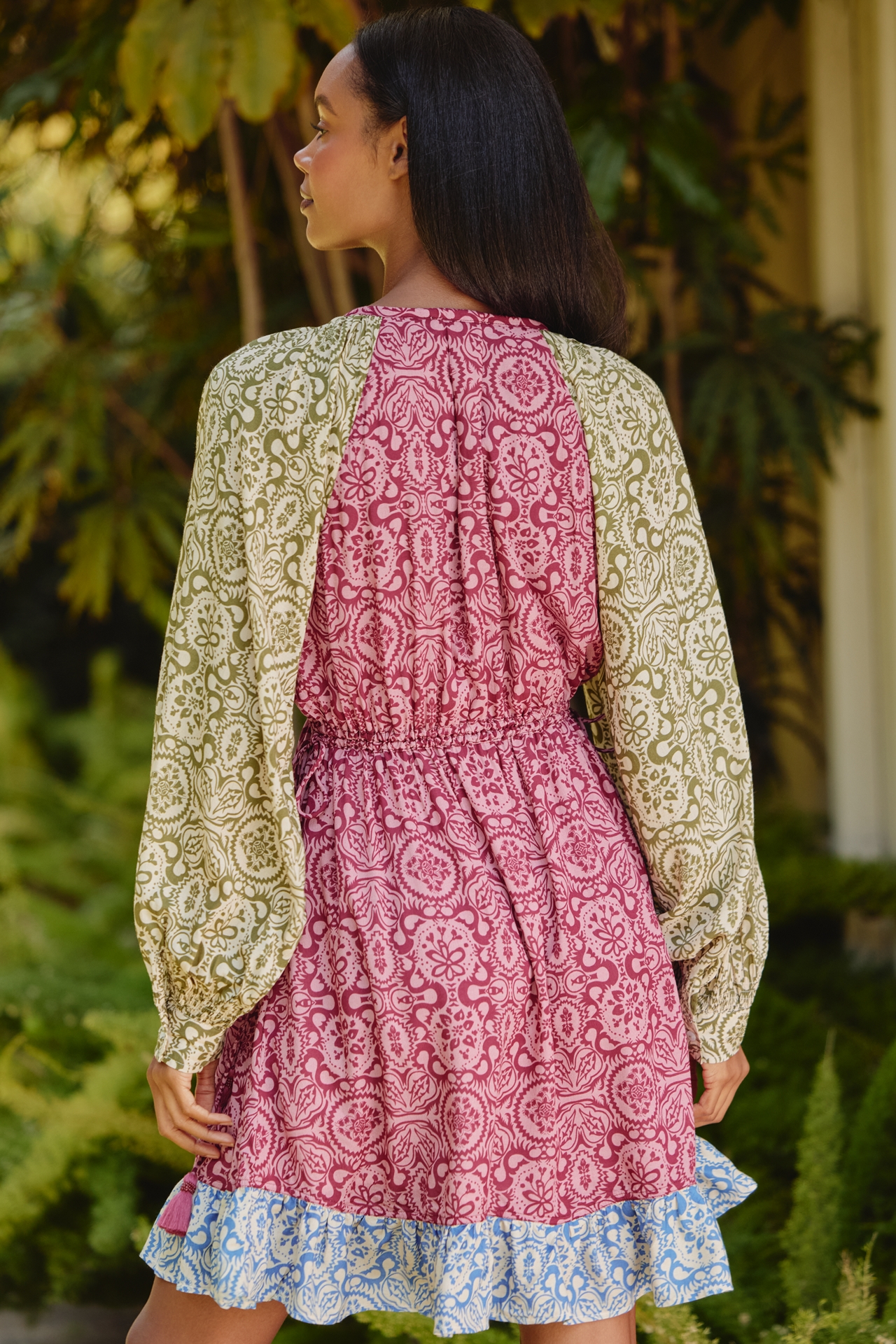 Mahila Long-Sleeve Tie-Front Mini Dress
