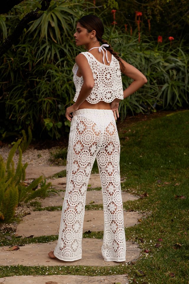 Blue Tassel Crochet Pants #1