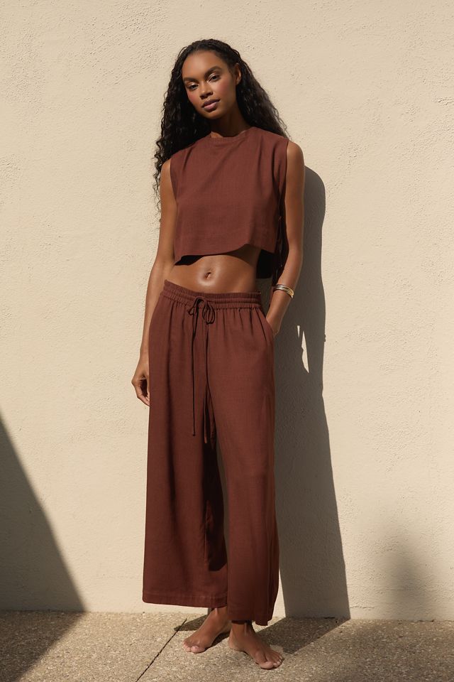 Sunday in Brooklyn Cropped Linen Blend Tank Top #3