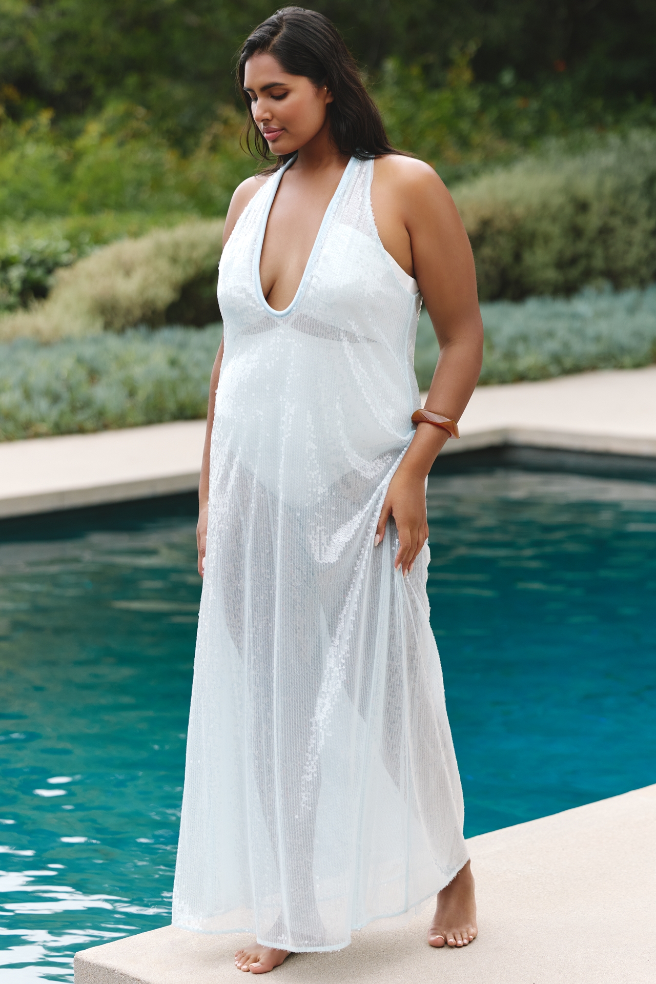Sunday Brooklyn Plunged Sequin Maxi Dress