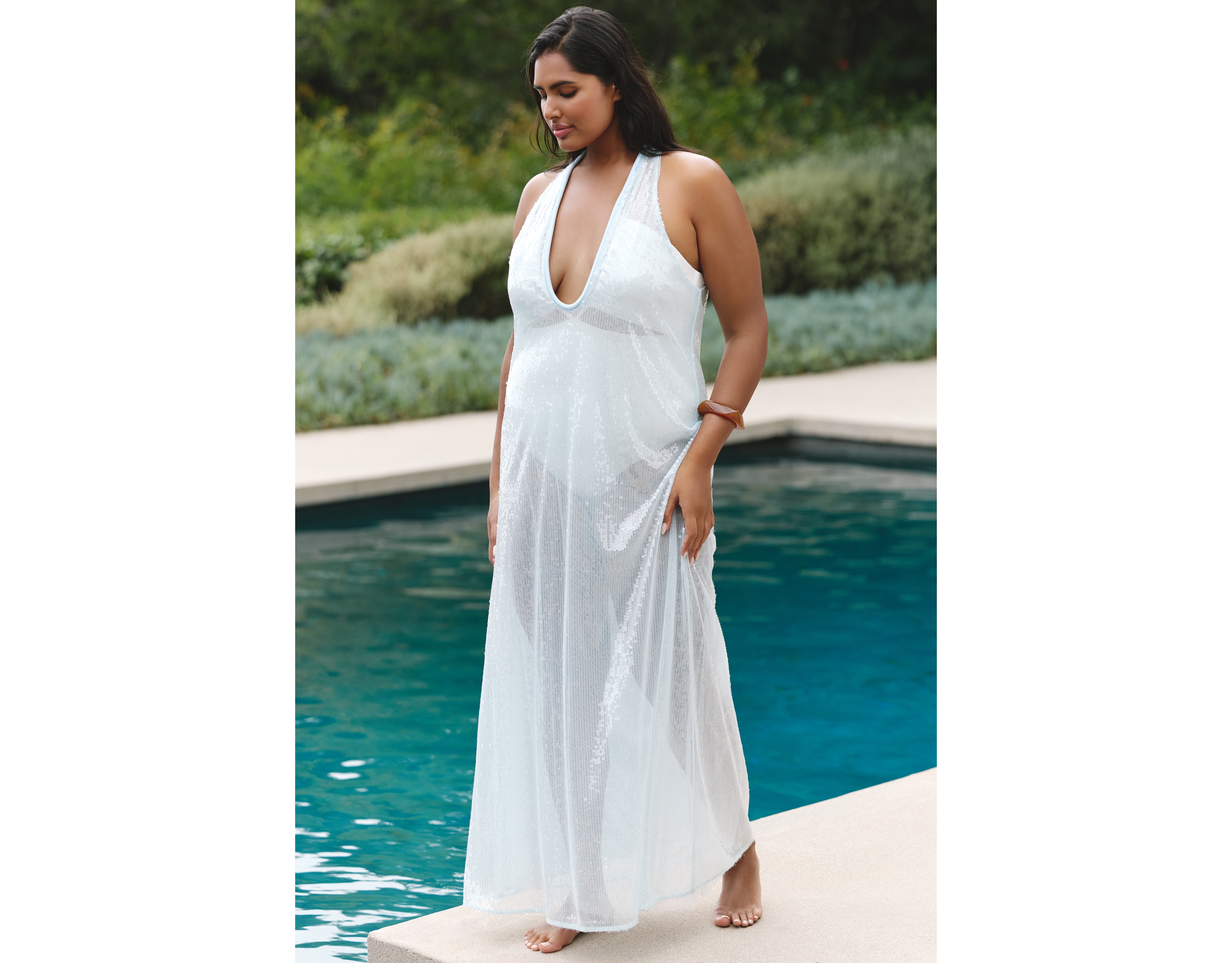 Sunday in Brooklyn Plunged Sequin Maxi Dress