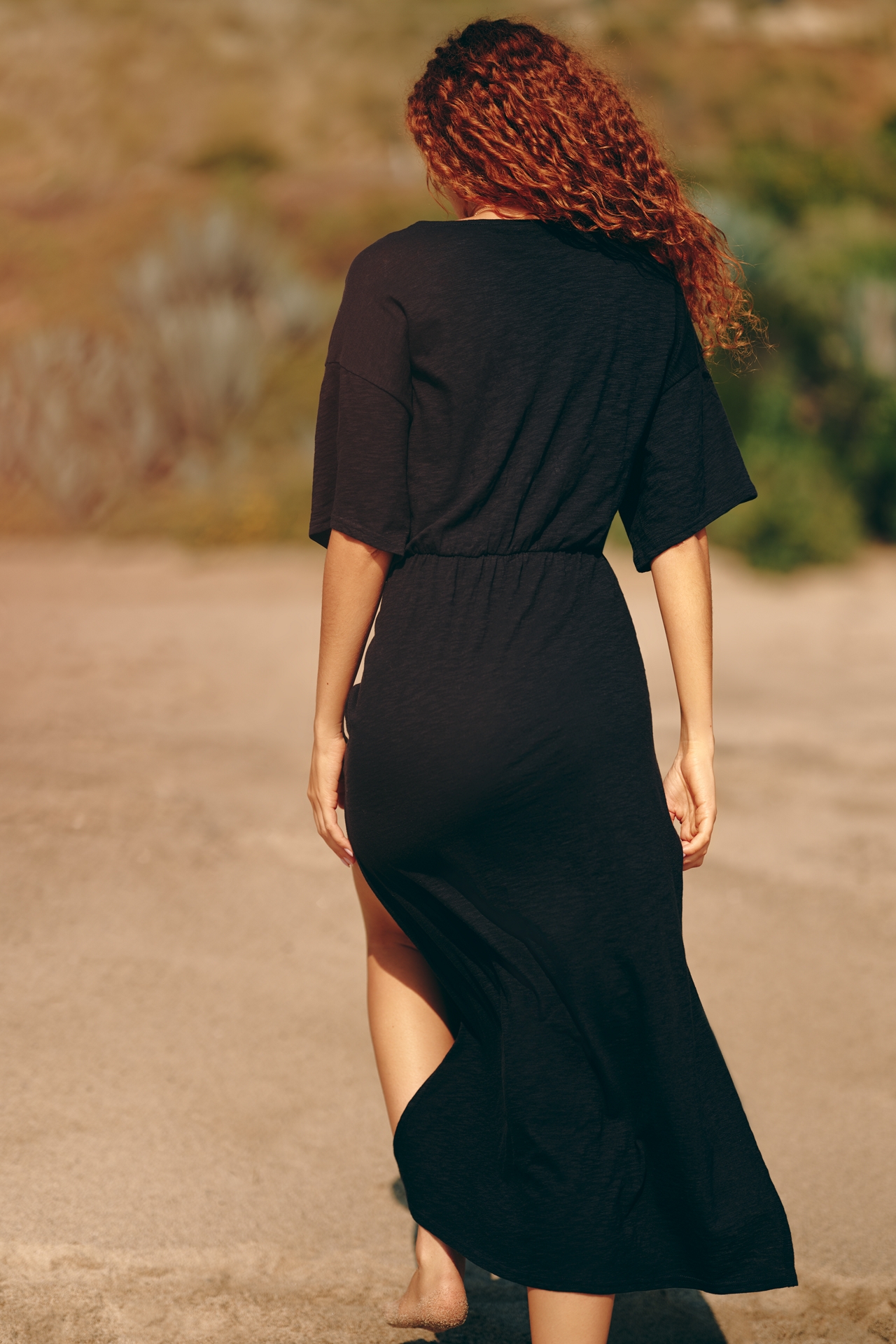 Celandine Long-Sleeve Ruched Maxi Dress