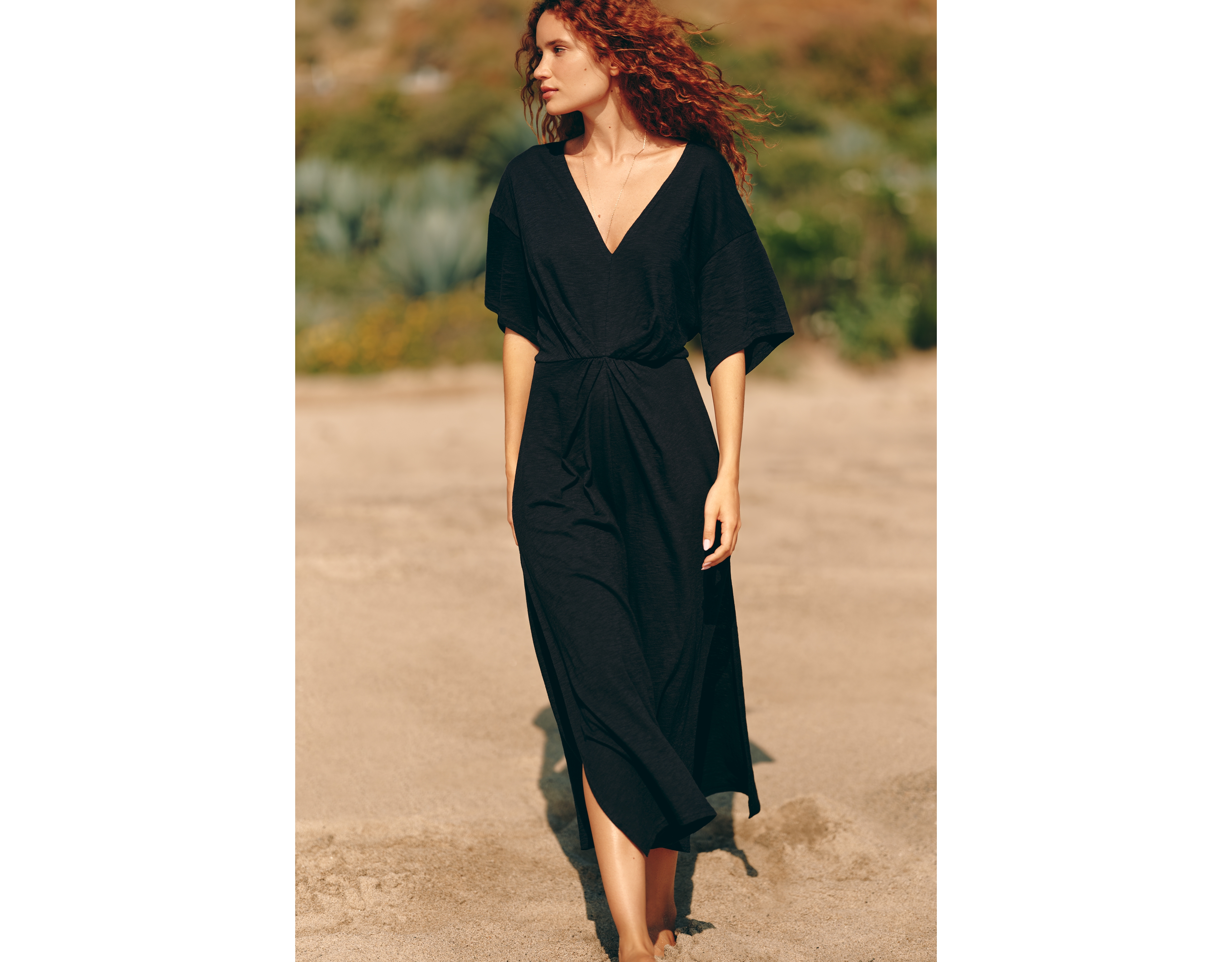 Celandine Long-Sleeve Ruched Maxi Dress
