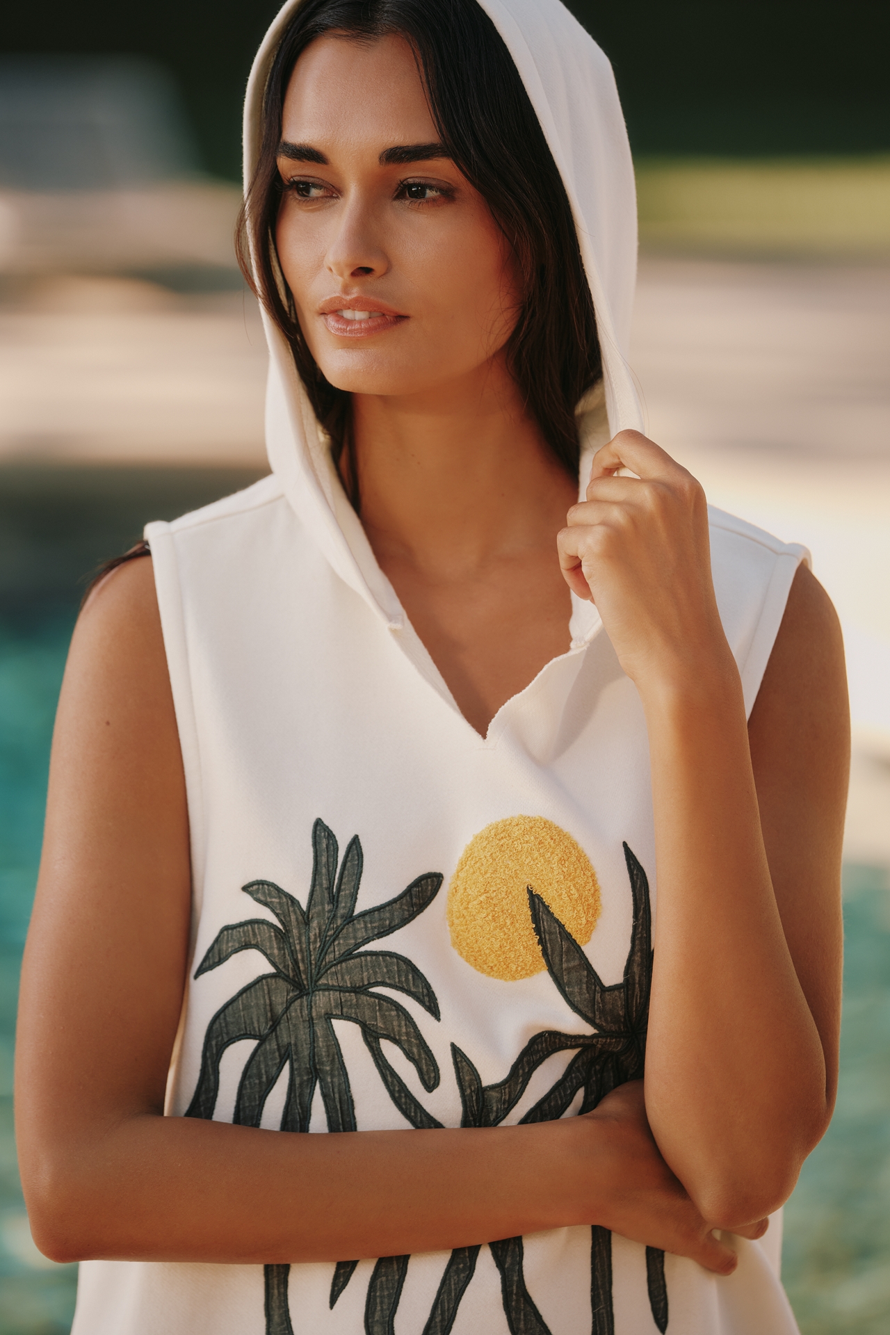 Celandine Sleeveless Hoodie Cover-Up Mini Dress