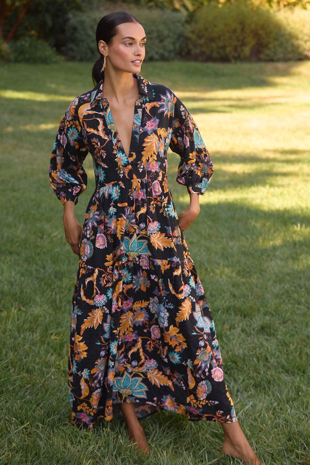 The Carolita Printed Tiered Shirt Dress by Celandine #3