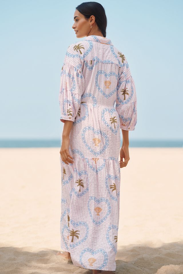 Vestito Camicia Maxi a Balze Stampato di Anthropologie #4