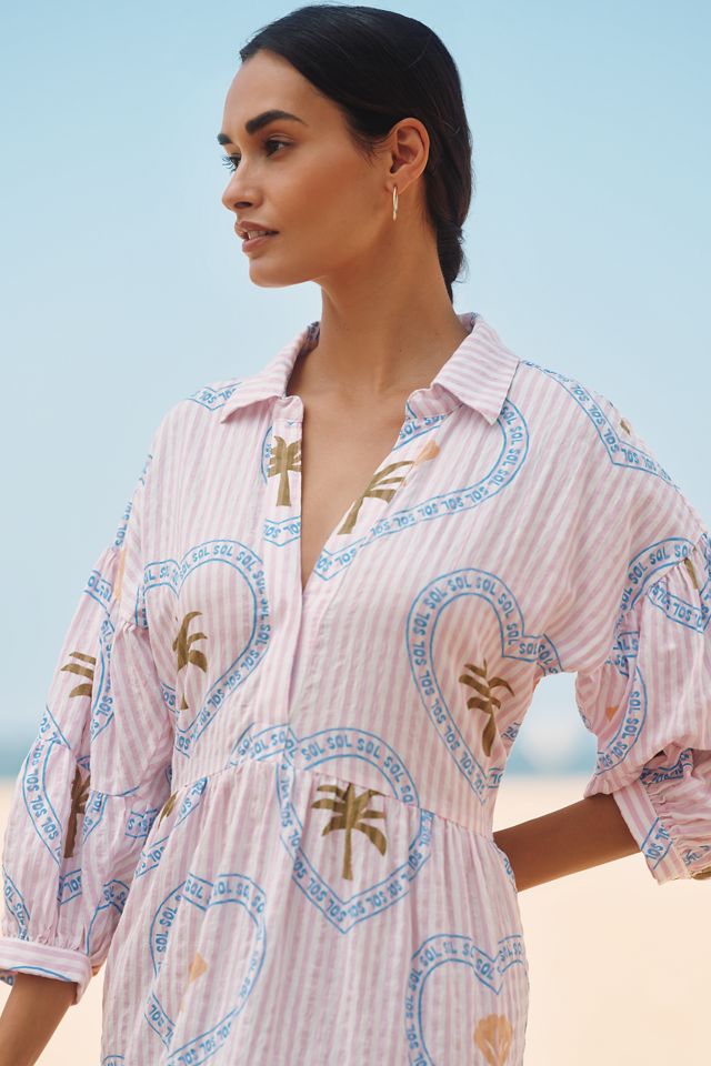 Vestito Camicia Maxi a Balze Stampato di Anthropologie #5