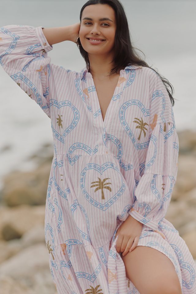 Vestito Camicia Maxi a Balze Stampato di Anthropologie #2