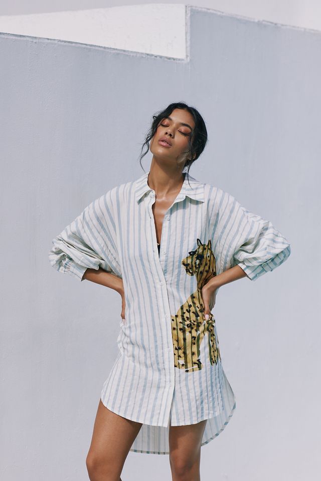 printed button down shirt dress anthropologie LouLou Avenue Printed Buttondown Shirt Dress