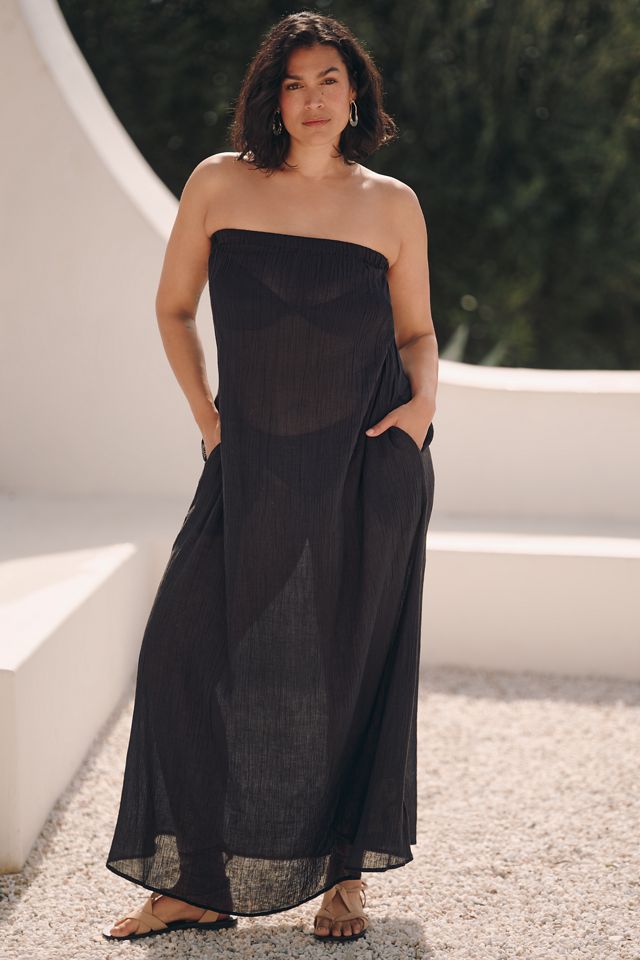 By Anthropologie Strapless Gauze Maxi Dress #6