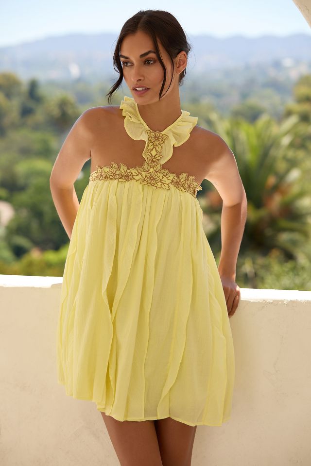 Anthropologie yellow dress hotsell