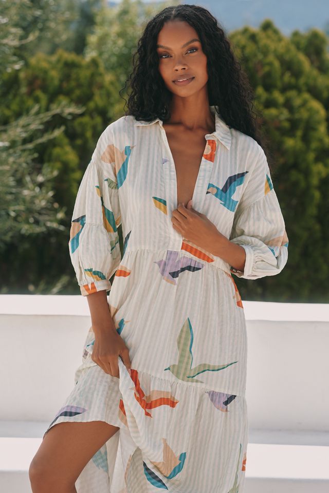 The Carolita Printed Tiered Shirt Dress by Celandine #5