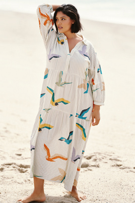 Celandine The Carolita Printed Tiered Shirt Dress By  In Green