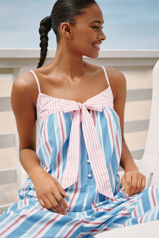 Celandine Pinstripe Bow Wide-Leg Jumpsuit #3