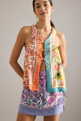 Celandine X Emily Carter Tie-front Vest In Multi