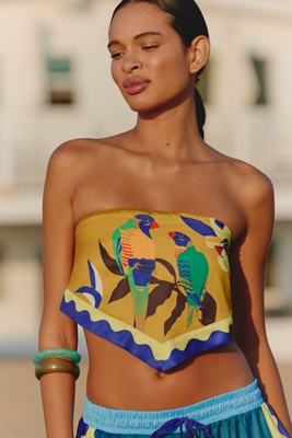 Claire Colin Celandine X  Strapless Scarf Top In Green