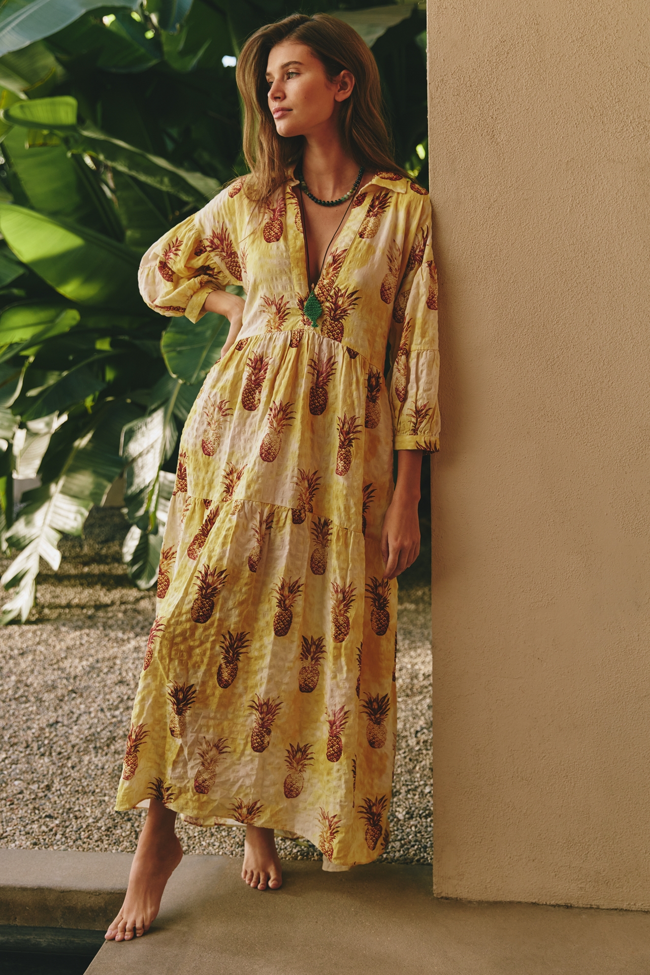 Carolita Printed Tiered Shirt Dress by Celandine