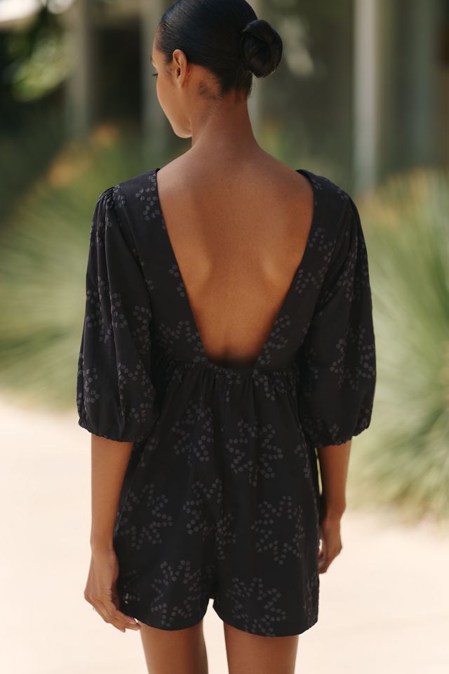 Celandine Puff-Sleeve Cotton Romper #1