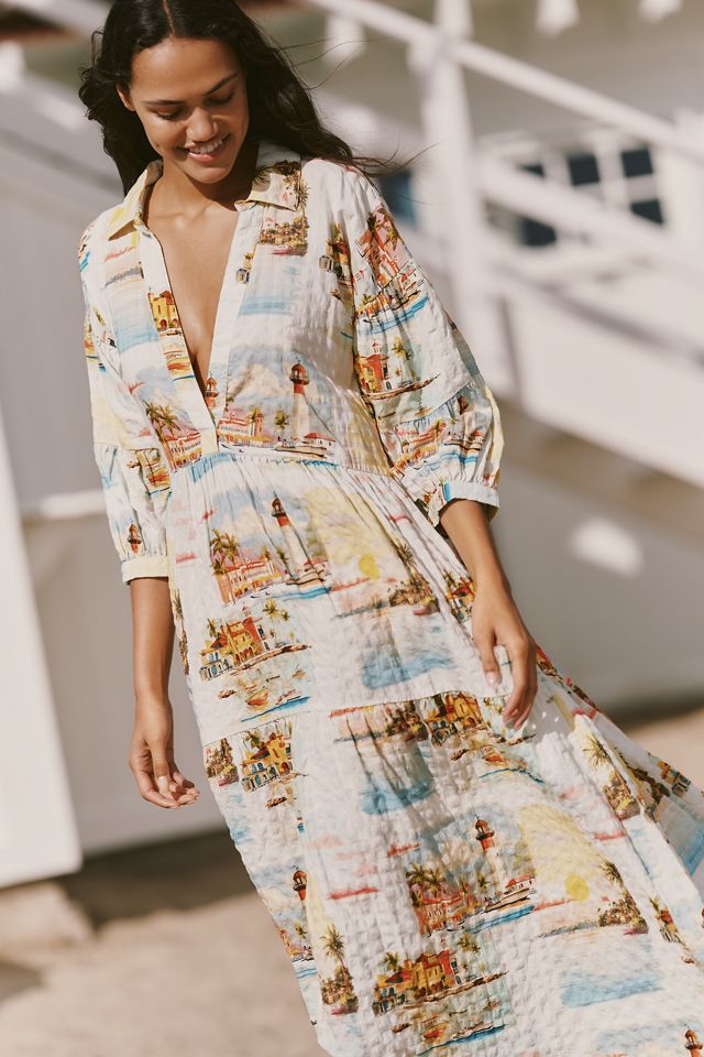 The Carolita Printed Tiered Shirt Dress by Celandine | Anthropologie