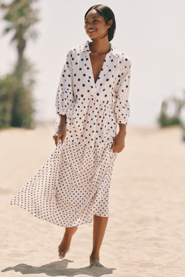 The Carolita Printed Tiered Shirt Dress by Celandine