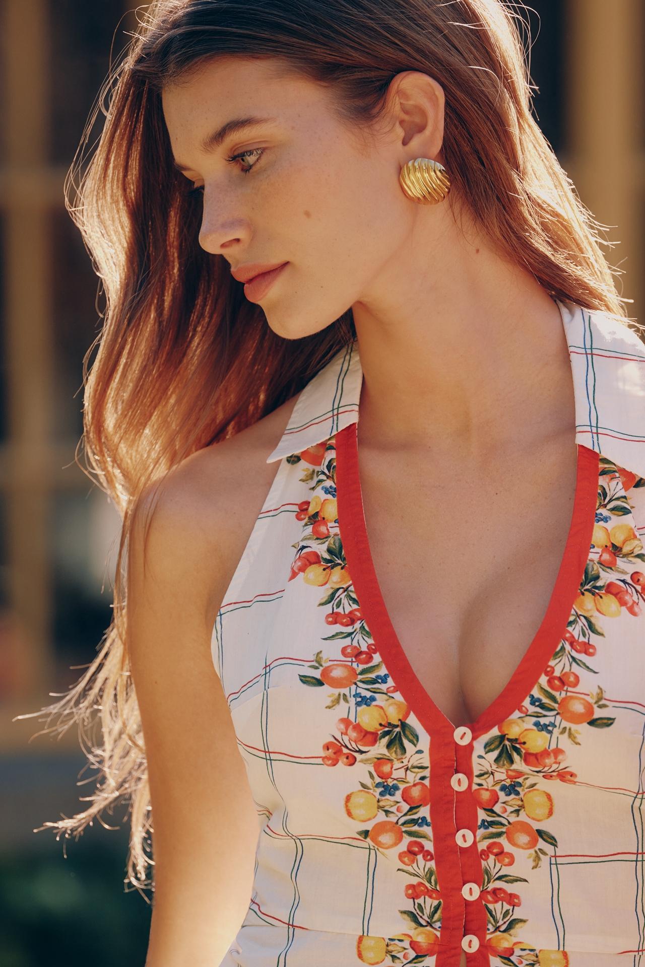 Celandine Cotton V-Neck Halter Tank