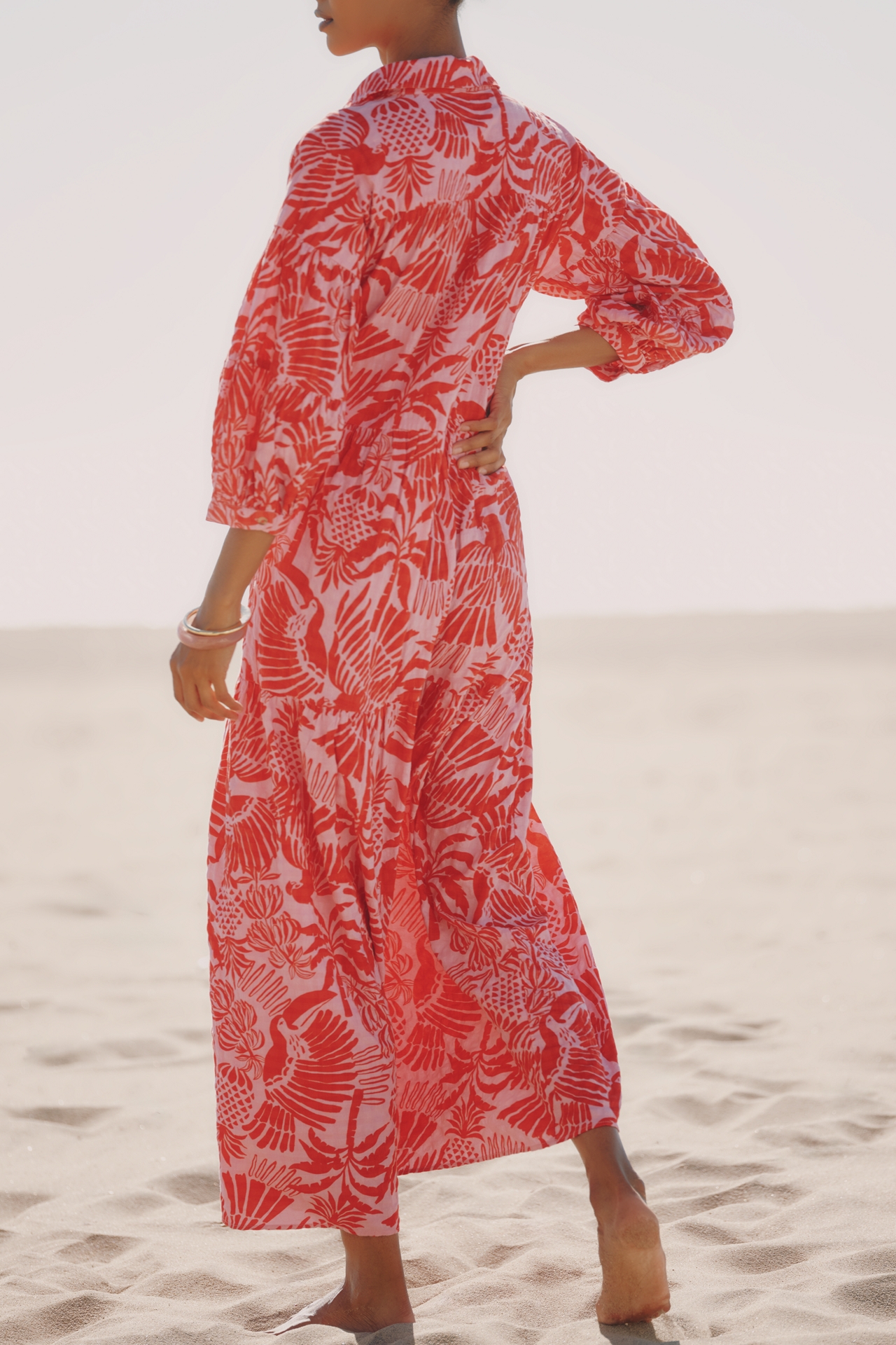 Carolita Printed Tiered Shirt Dress by Celandine