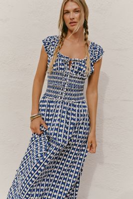 Celandine 100% Cotton Ruffle Trim Maxi Dress