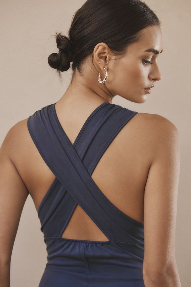 Vestido Midi con Cuello en V Fruncido de By Anthropologie #3