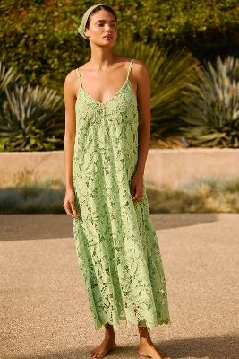 Shop Suboo Eve Lace A-line Midi Dress In Green