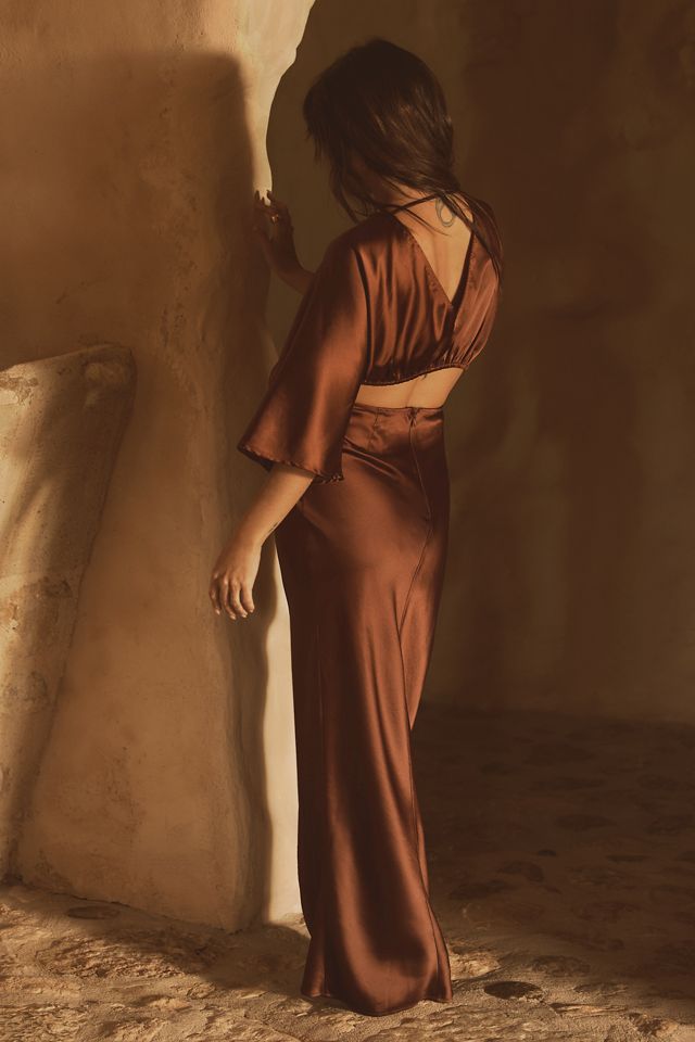SUBOO Stevie Satin Cross-Over Maxi Dress #3