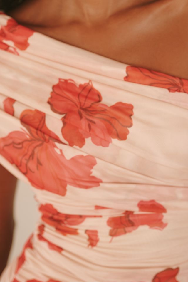 SUBOO Suzie One-Shoulder Floral Mesh Mini Dress #2