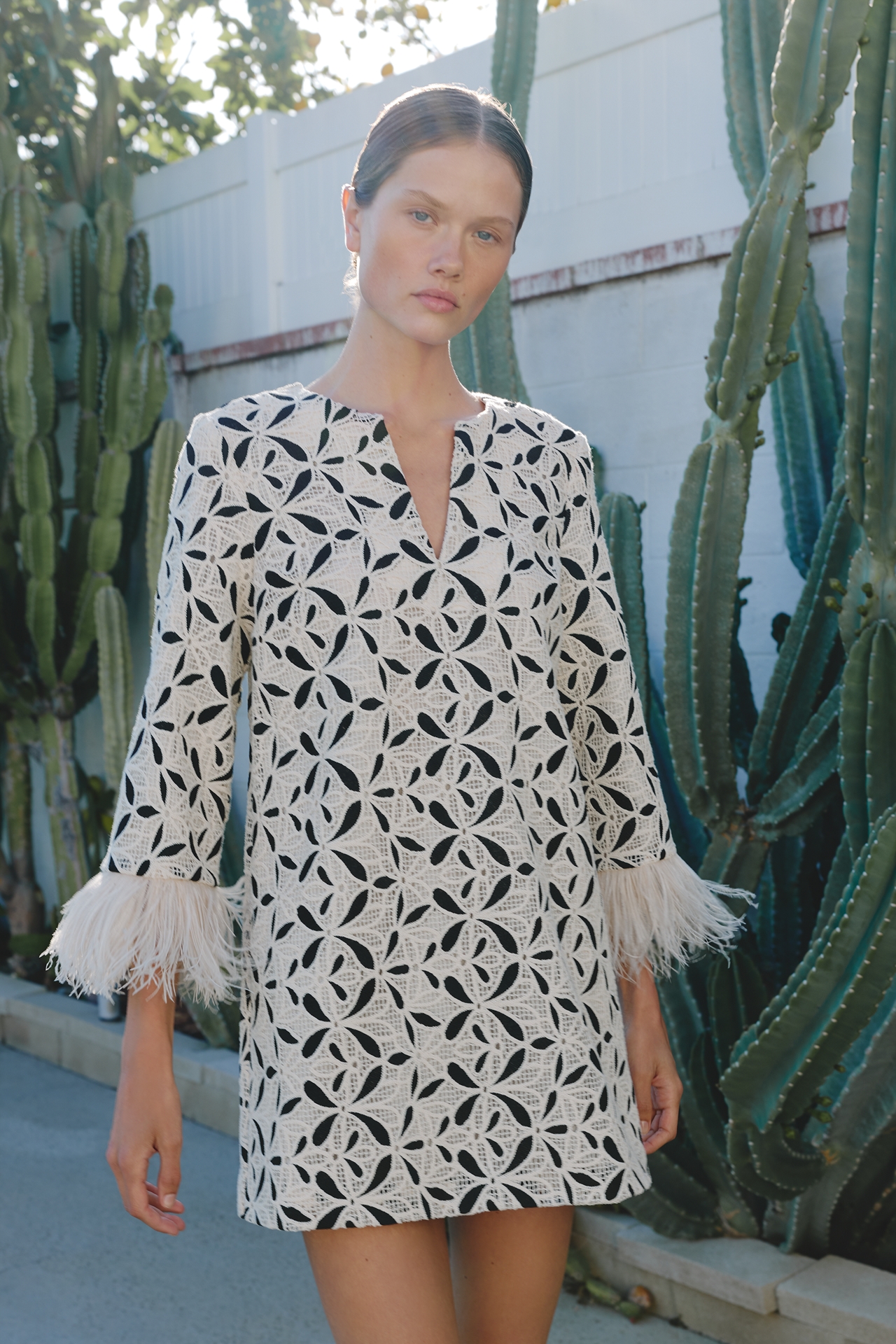 English Factory Feather-Pointed Mini Dress