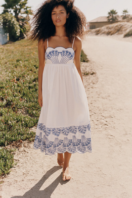 English Factory Embroidered Midi Dress In White