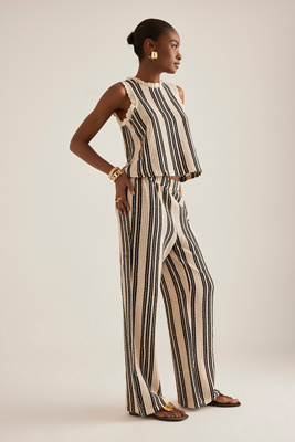 Pantalon Tricoté Décontracté Rayé en taille: S chez Anthropologie - Object - Modalova