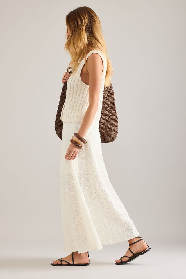 Object Milika High-Waisted Floral Textured Maxi Skirt #3