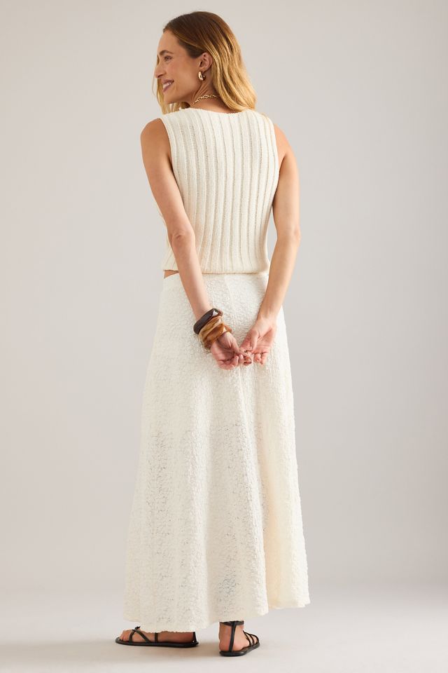 Object Milika High-Waisted Floral Textured Maxi Skirt #1