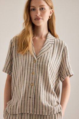 Object Sanne Stripe Short-Sleeve Shirt | Anthropologie UK