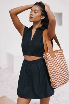 By Anthropologie Short-Sleeve Cutout Mini Dress