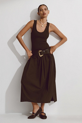 by anthropologie sleeveless square-neck layered plissé maxi dress Drop-Waist Anthrohome