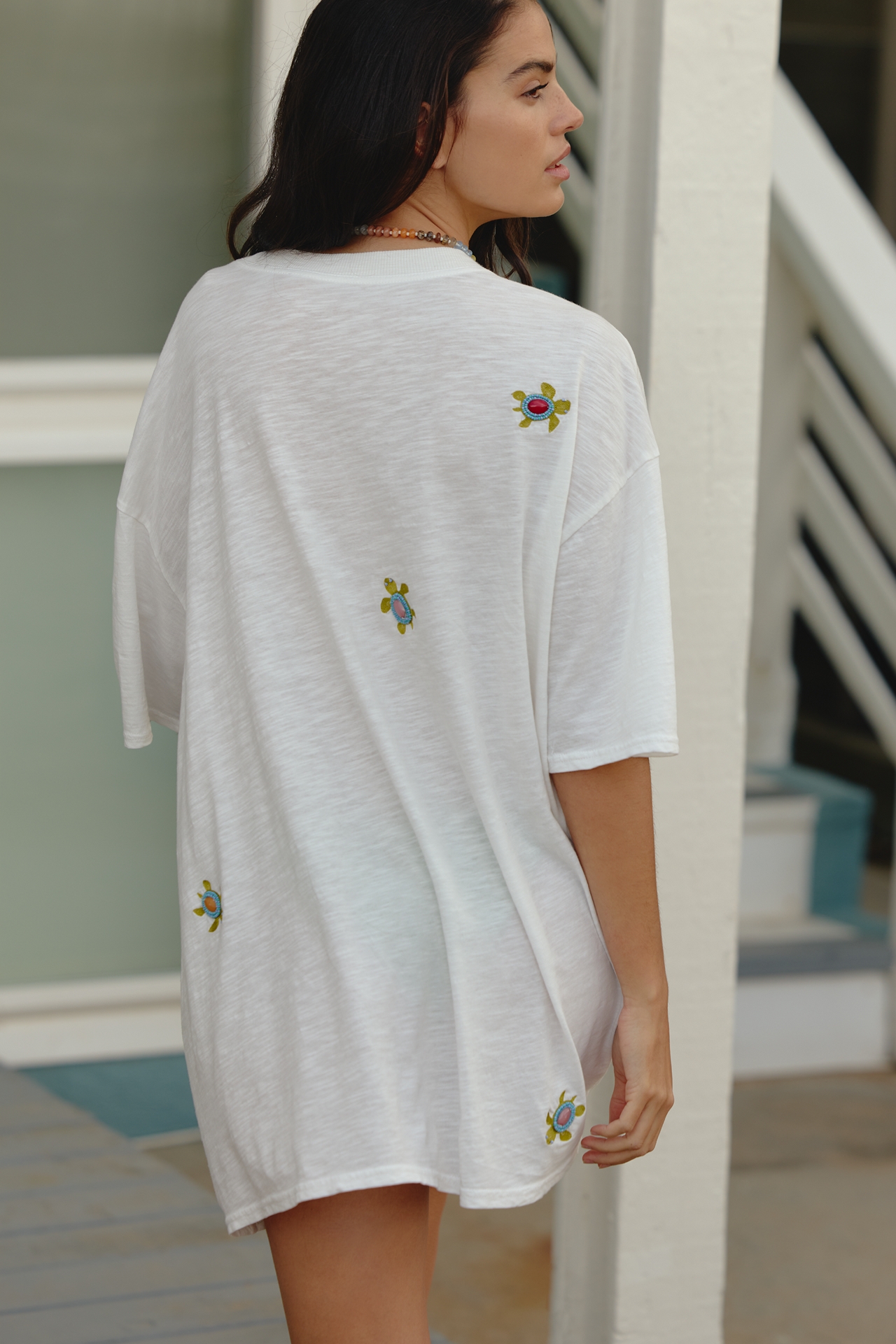 Celandine Turtle Beach Beaded Oversized Tee